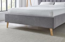 Galloway bedstead in premium light grey fabric