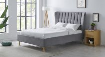 Galloway bedstead in premium light grey fabric