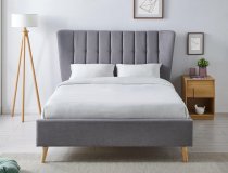 Galloway bedstead in premium light grey fabric