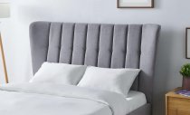 Galloway bedstead in premium light grey fabric