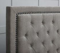 Ashdown bedstead in silver velvet finish fabric