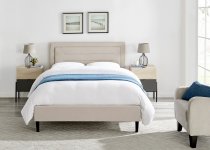 Kielder bedstead in biscuit fabric