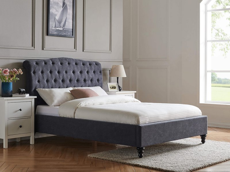 Middleton bedstead in dark grey fabric