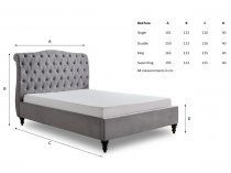 Middleton bedstead in light grey fabric