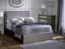 Ashdown Ottoman storage bedstead in silver velvet finish fabric