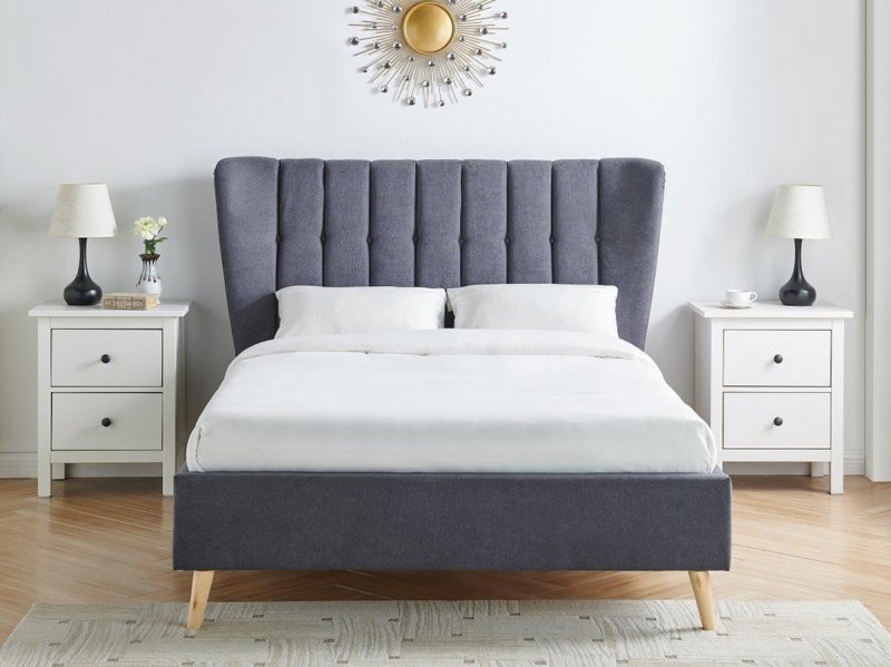 Galloway dark grey upholstered bedstead