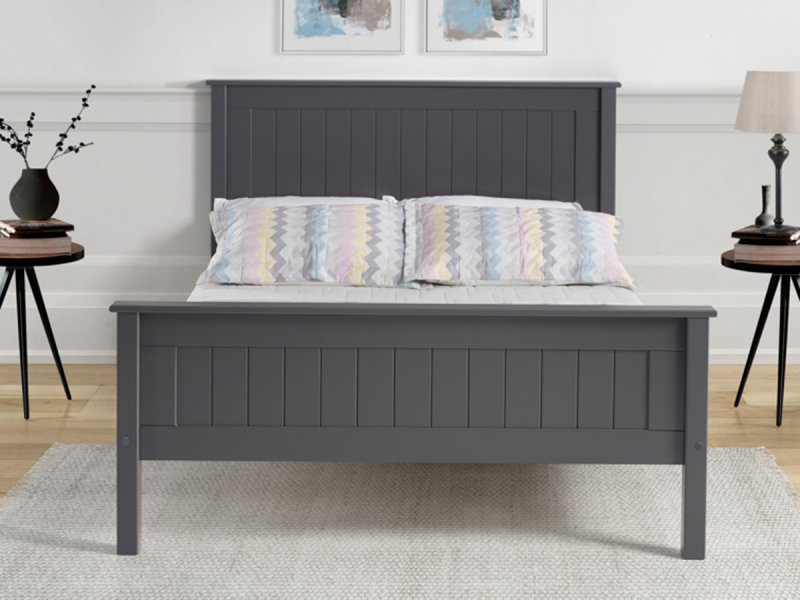 Tramore Wooden high foot end bed frame in dark grey