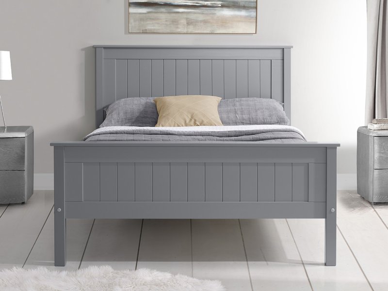 Tramore Wooden high foot end bed frame in grey