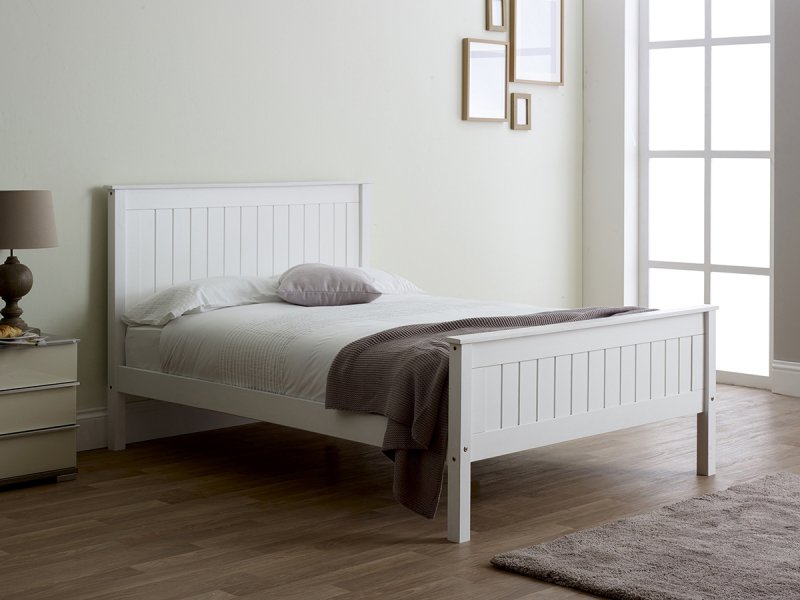 Tramore Wooden high foot end bed frame in white