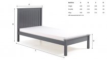 Tramore Wooden low foot end bed frame in dark grey