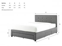 Harrow storage bedstead in grey fabric