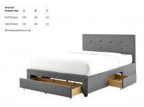 Harrow storage bedstead in grey fabric