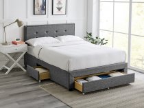 Harrow storage bedstead in grey fabric