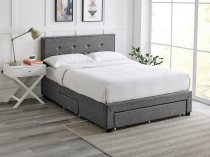 Harrow storage bedstead in grey fabric