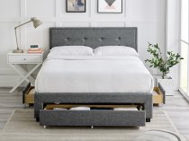 Harrow storage bedstead in grey fabric