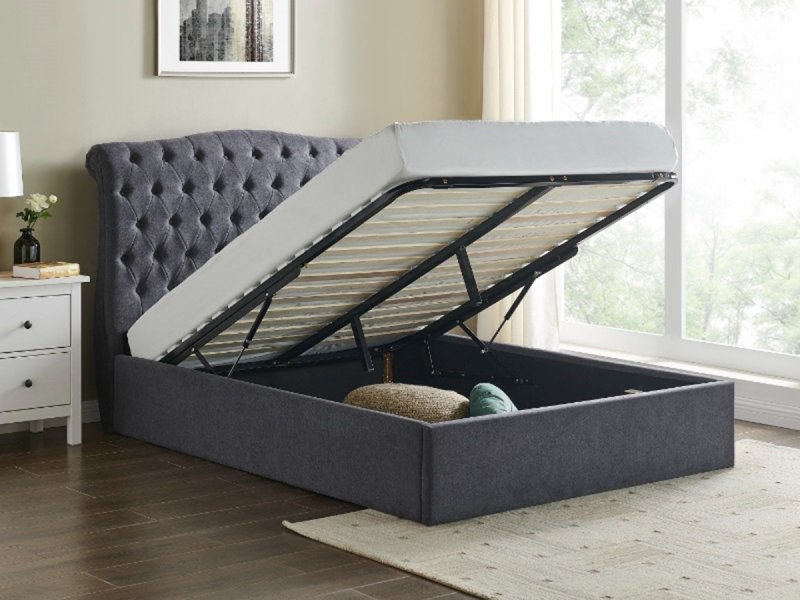 Middleton Ottoman storage bedstead in dark grey fabric