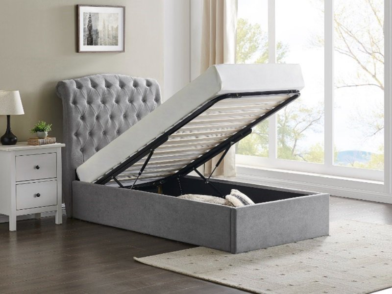 Middleton Ottoman storage bedstead in light grey fabric